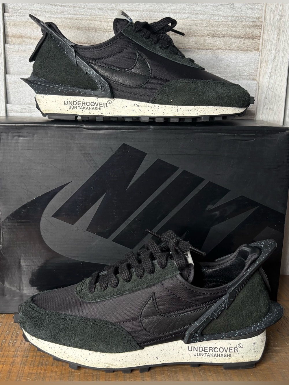 Nike x Undercover Daybreak Black Sail Speckled Sneakers CJ3295-001 Box Wmns 5.5